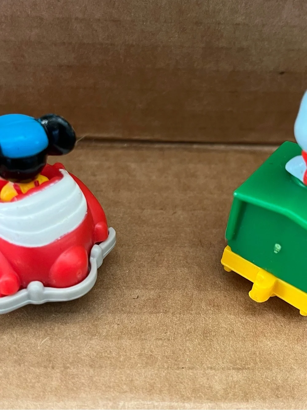 1988 Disney Mickey Mouse Red Toy Car & Donald Duck Green Train